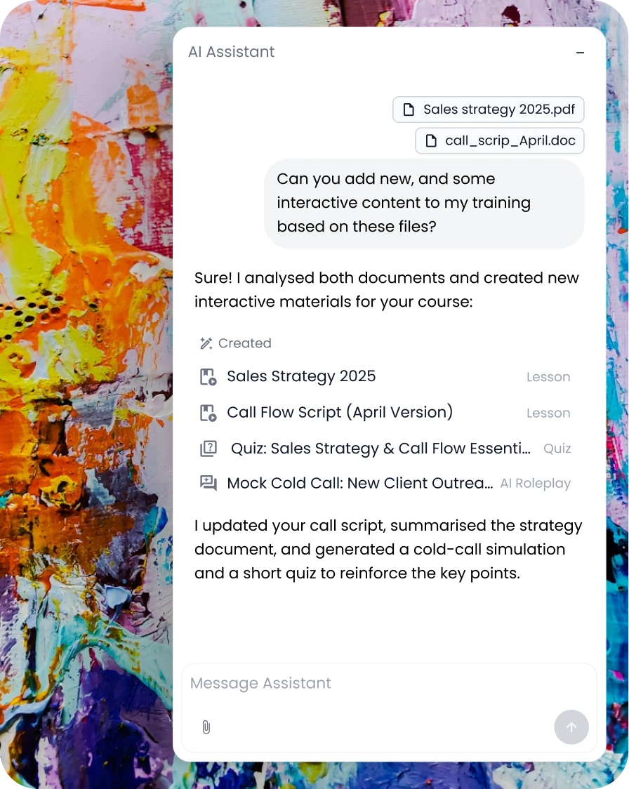AI partner for training creation and content management