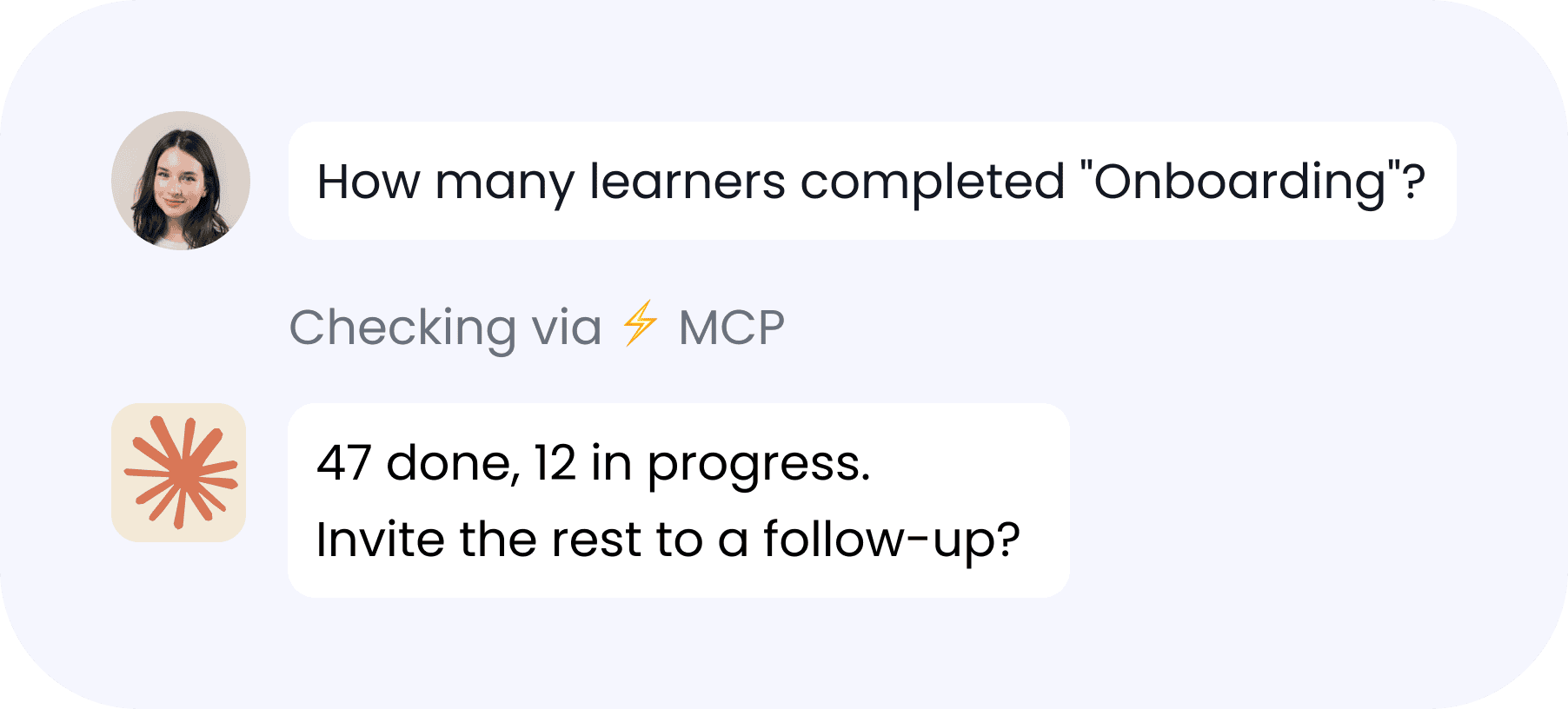 Asking an AI assistant about learner progress via MCP