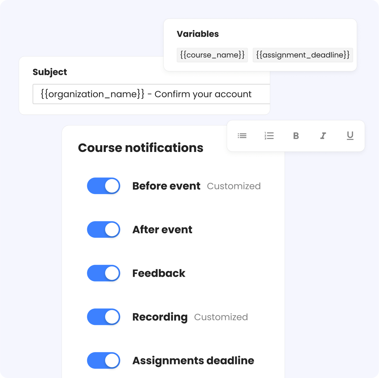 Personalize emails and control notifications
